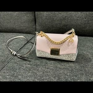 Michael Kors Lita Small Two-Tone Logo and Leather Crossbody Bag